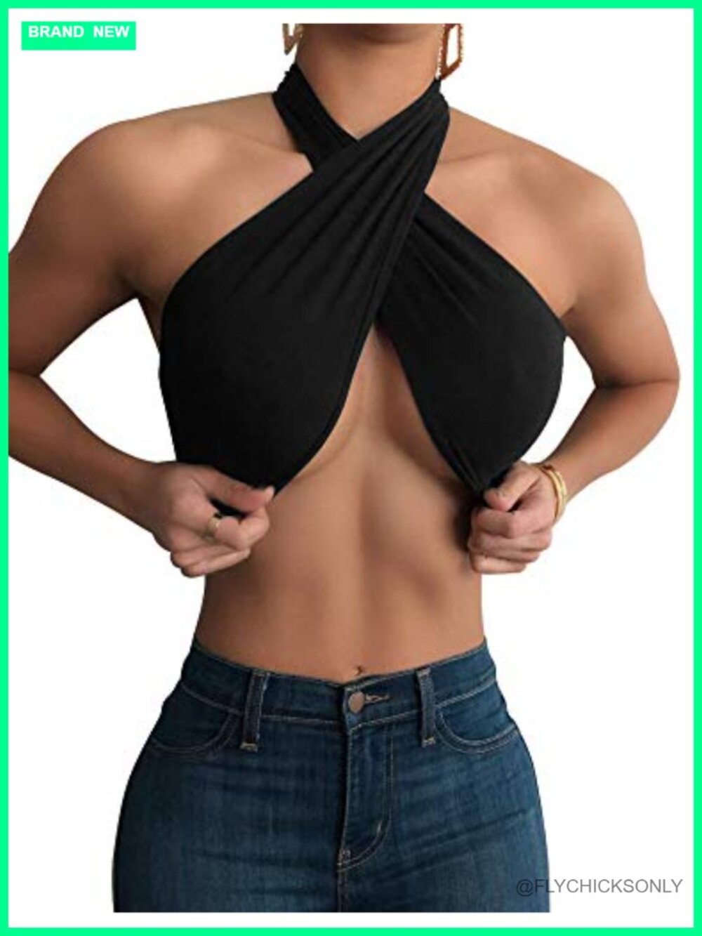 Mokoru Women's Sexy Sleeveless Halter Criss Cross Tank Crop Top Self Tie